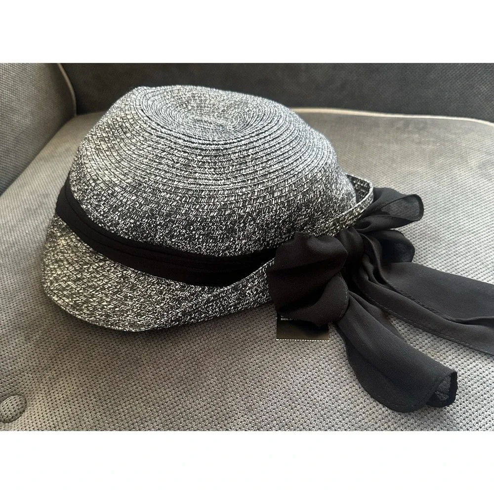 Goorin Bros Hat 100% Paper Woman's Large NWT‎ Black And White Bow